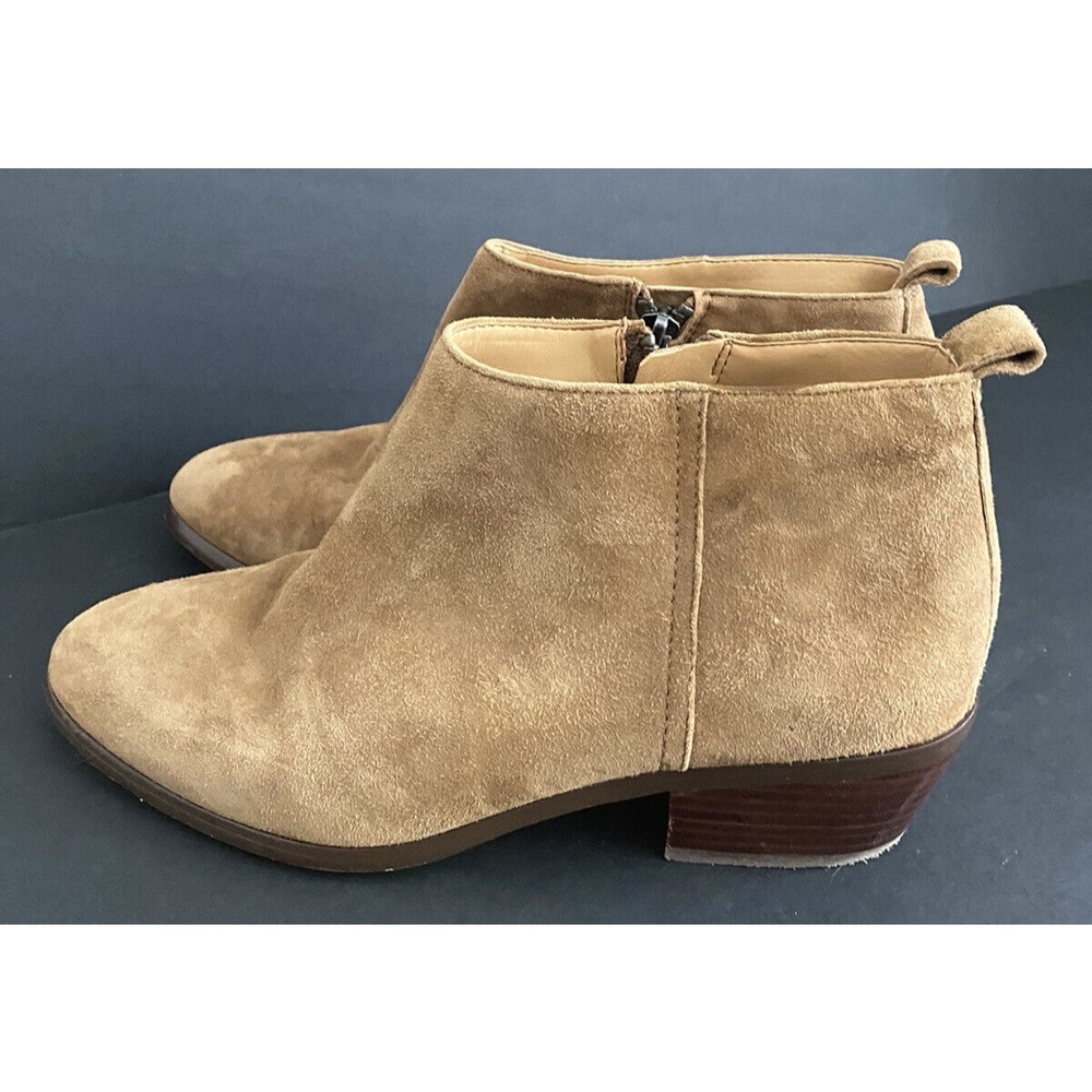 J Crew Wheat Tan Suede Leather Ankle Booties Woman's Size 7 Sawyer Classic Zip